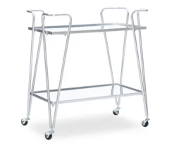 Hampton Silver 2-Shelf Rolling Steel Bar Cart