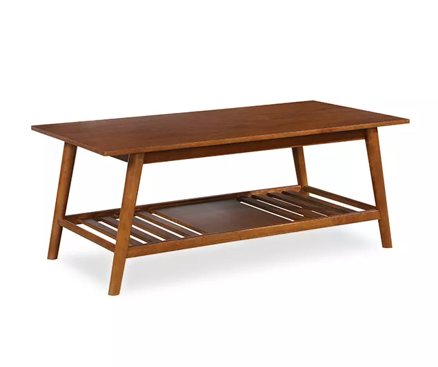 Presley Brown 2-Tier Slatted Wood Coffee Table - Image 3