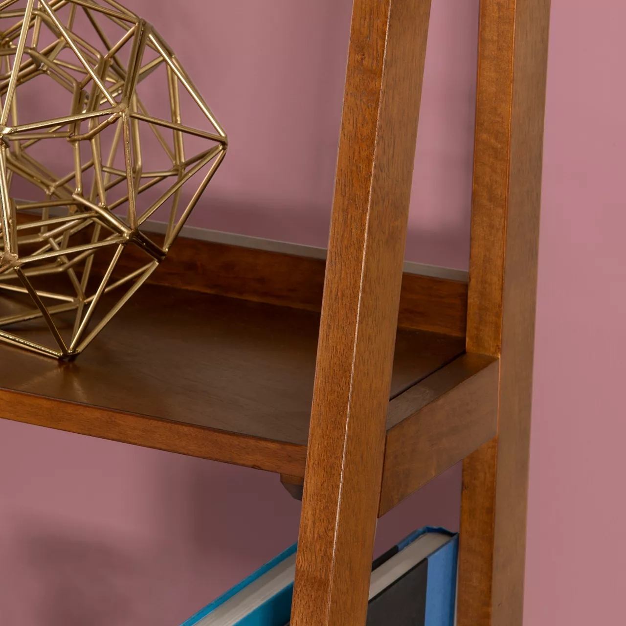 Presley Walnut 5-Shelf Ladder Bookcase - Image 3