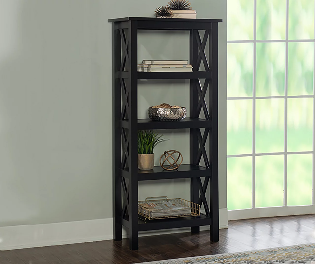 Richland Black 4-Shelf Bookcase - Image 2