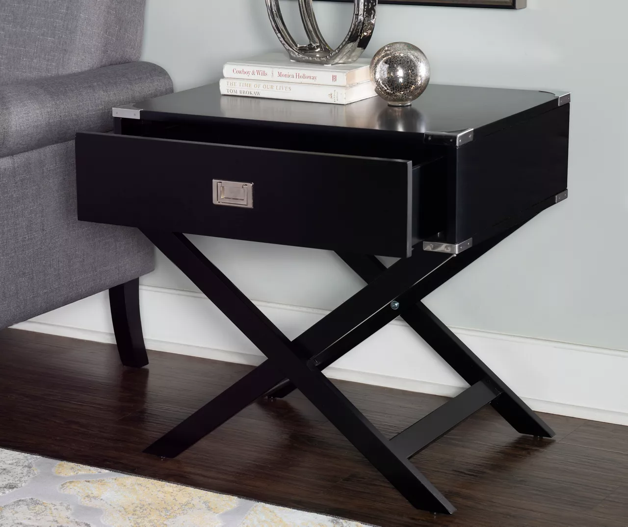 Cami Single Drawer X Base Accent Table - Image 4