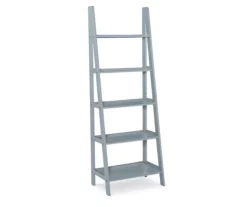 Boston Gray 5-Shelf Wooden Ladder Bookcase