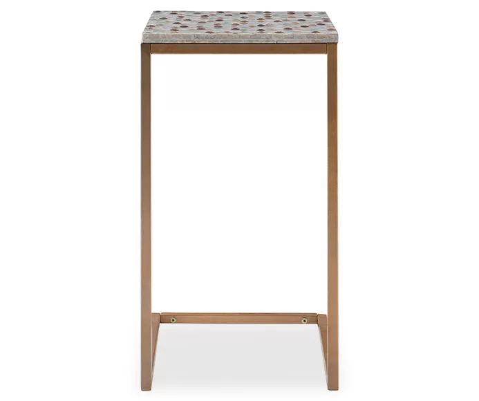 Global Designs Gold Geometric Capiz Mosaic Fish Pattern C Accent Table - Image 3