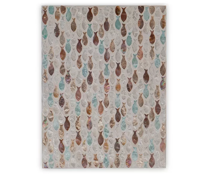 Global Designs Gold Geometric Capiz Mosaic Fish Pattern C Accent Table - Image 4