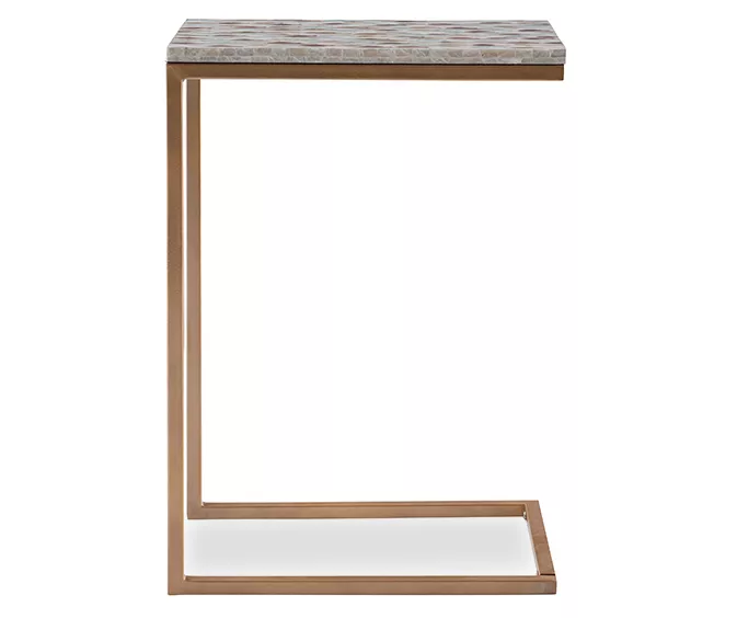 Global Designs Gold Geometric Capiz Mosaic Fish Pattern C Accent Table - Image 5