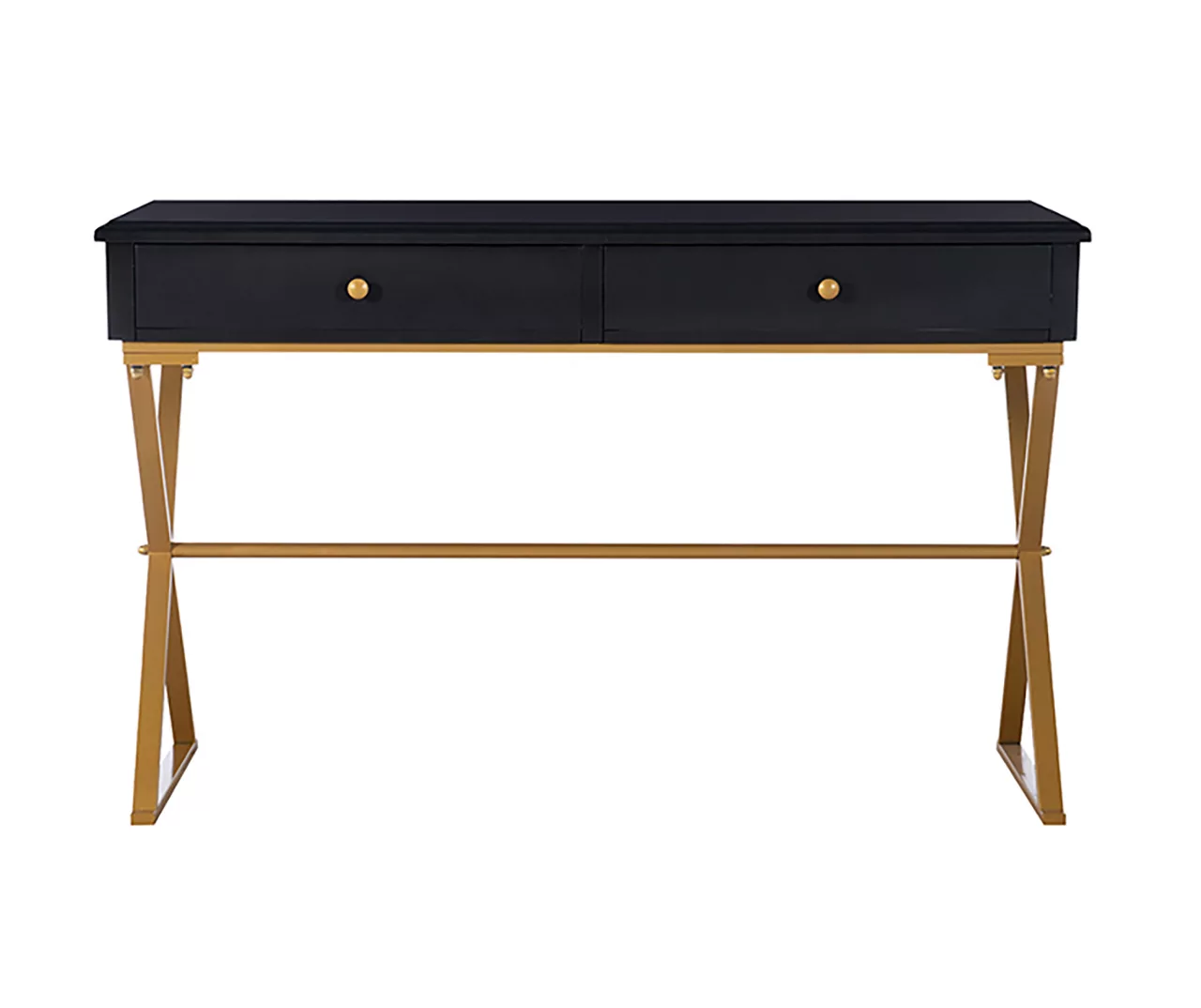 Glam Black & Gold 2-Drawer Campaign Desk - Image 3