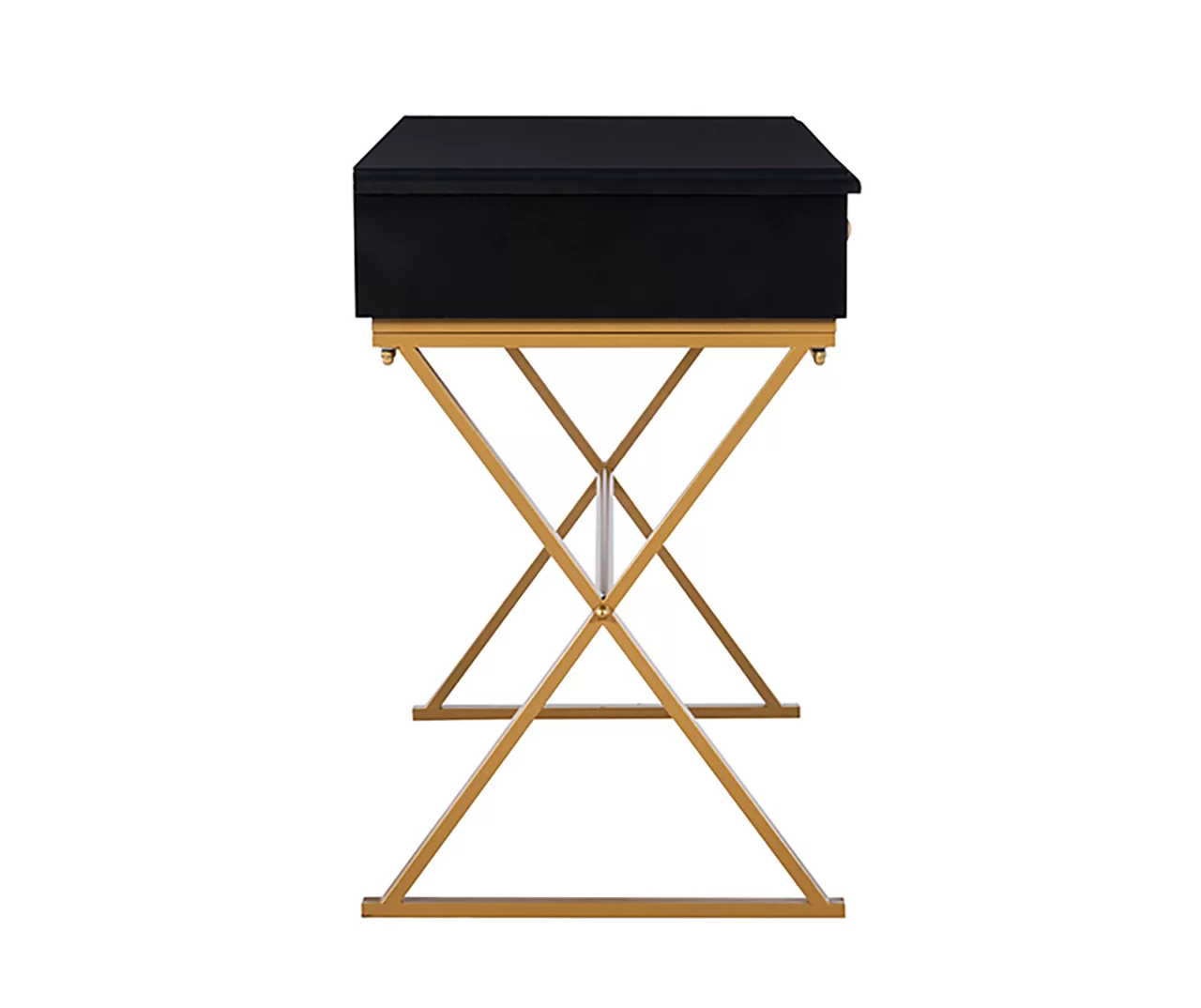 Glam Black & Gold 2-Drawer Campaign Desk - Image 5