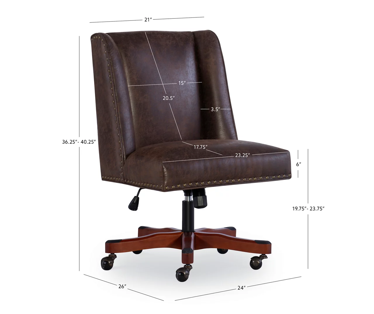 Austin Dark Walnut Upholstered Office Chair - Image 9