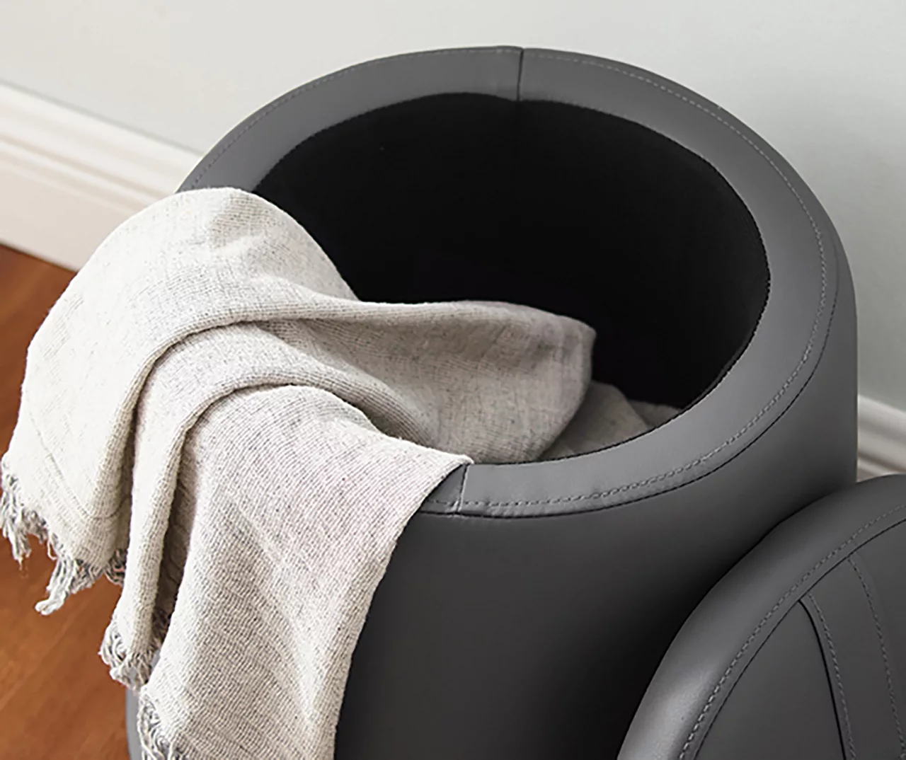 Jenna Faux Leather Tapered Storage Accent Stool - Image 8