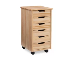 Craft Mate Natural Wood 6-Drawer Rolling Storage Cart