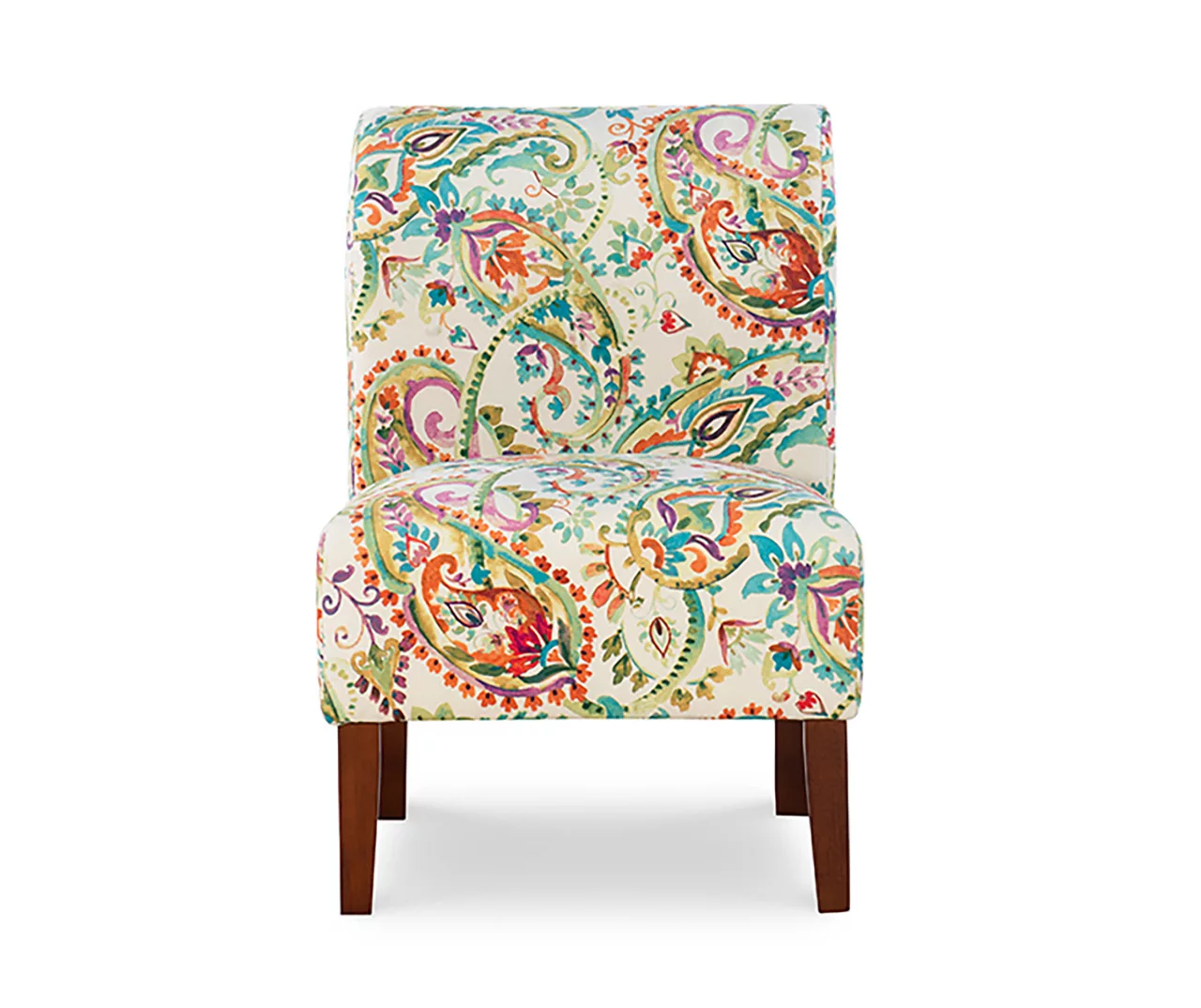 Danna Multicolor Upholstered Paisley Curved Back Slipper Chair - Image 2