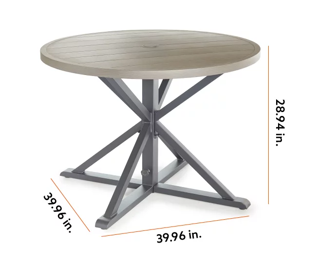 Sandpointe Neutral Steel Round Patio Dining Table - Image 4