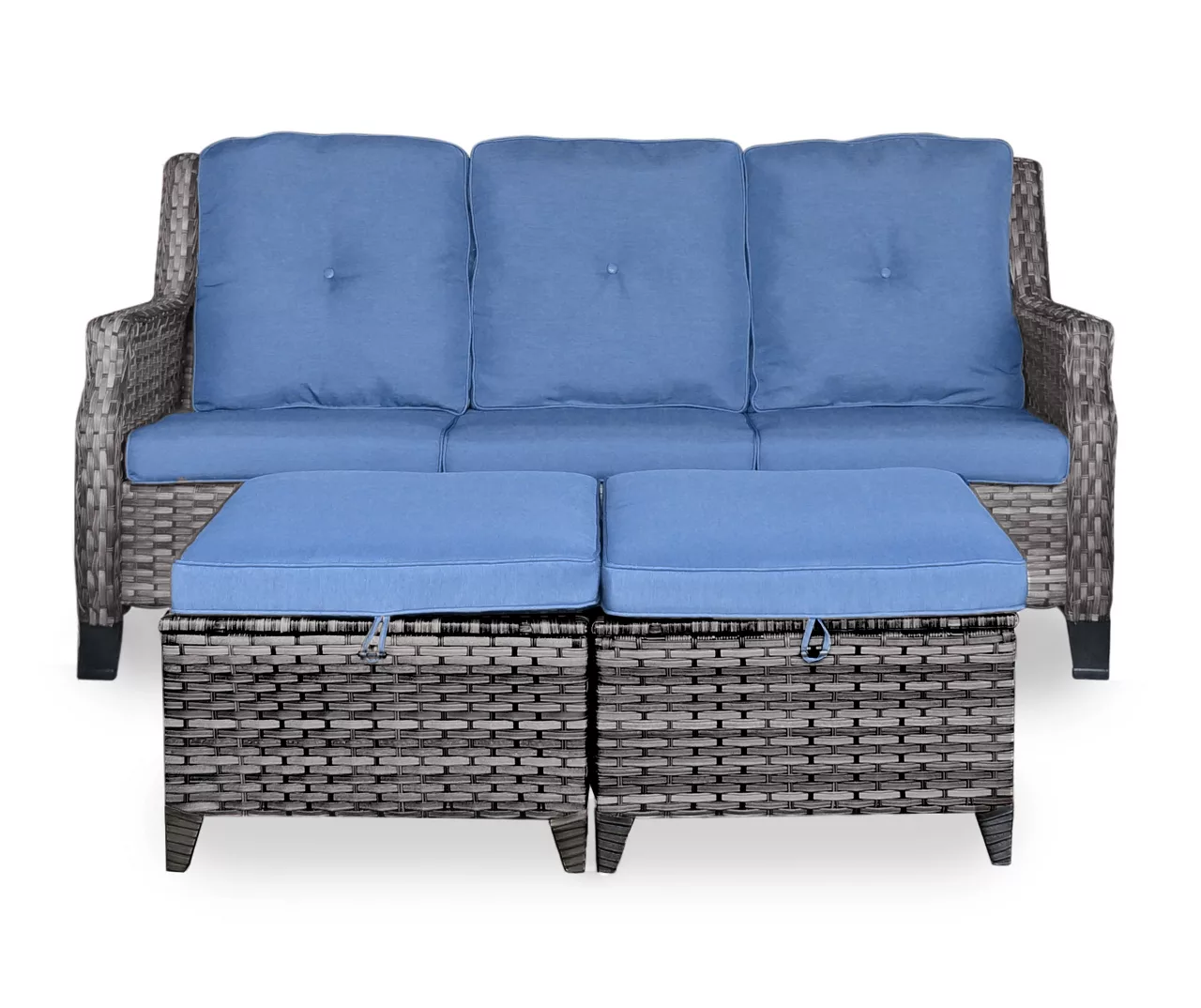 Real Living Rockbridge All-Weather Wicker Cushioned Patio Sofa & Ottoman Set - Image 3