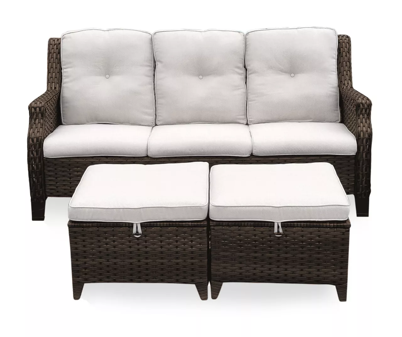 Real Living Rockbridge All-Weather Wicker Cushioned Patio Sofa & Ottoman Set - Image 2