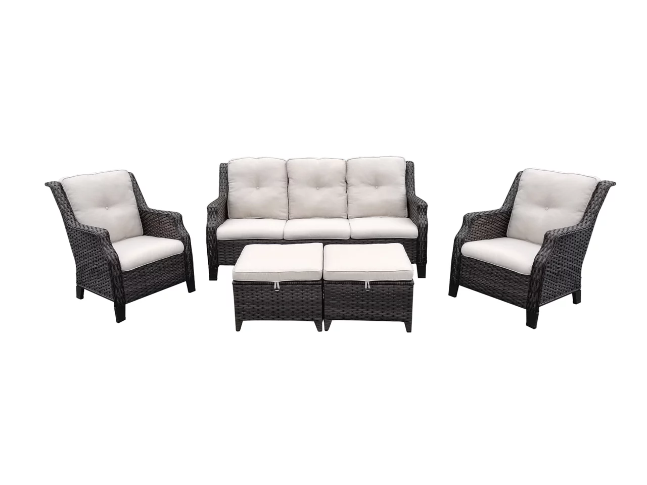 Real Living Rockbridge All-Weather Wicker Cushioned Patio Sofa & Ottoman Set - Image 15