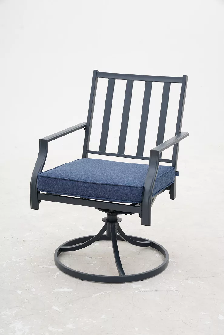 Rome Blue Cushioned Swivel Patio Dining Chairs, 4-Pack - Image 2