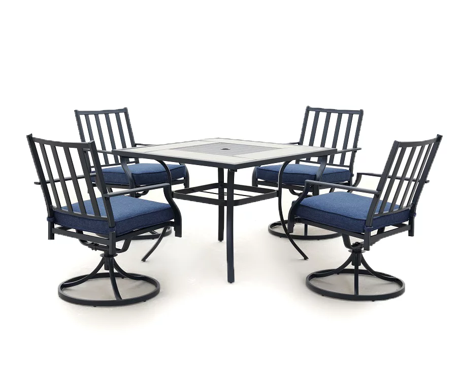 Rome Blue Cushioned Swivel Patio Dining Chairs, 4-Pack - Image 4