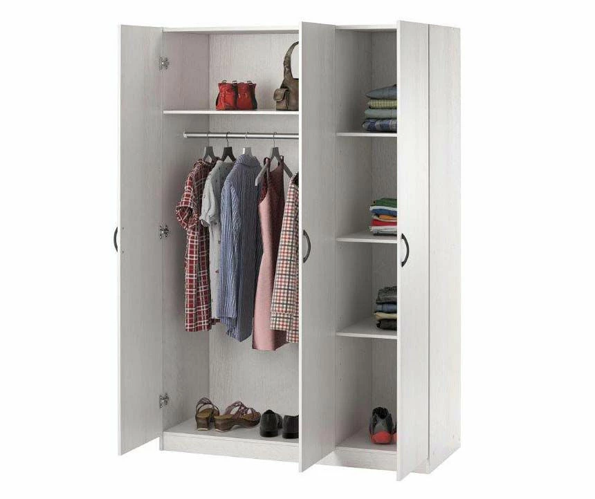 Ivory Oak 3-Door Storage Wardrobe