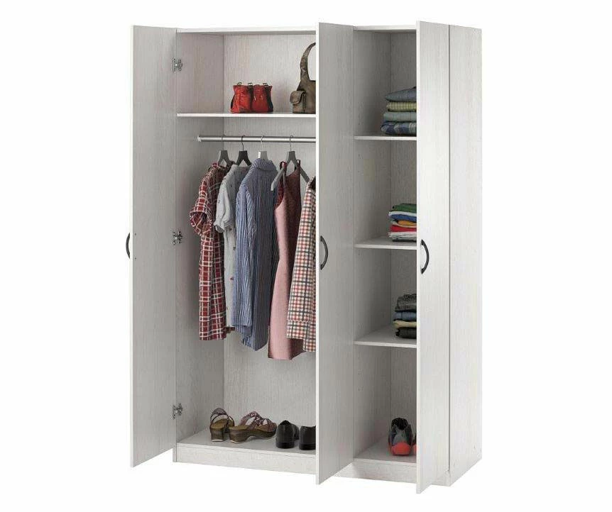 Ivory Oak 3-Door Storage Wardrobe - Image 10