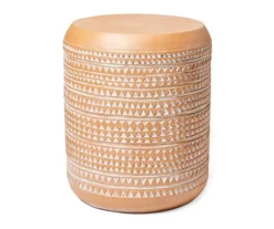 18.5" Terracotta Look Patterned Drum Garden Table