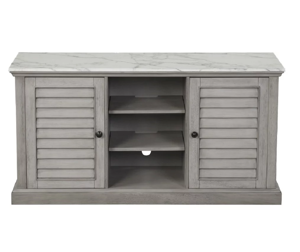 52" Gray & White Faux Marble TV Stand