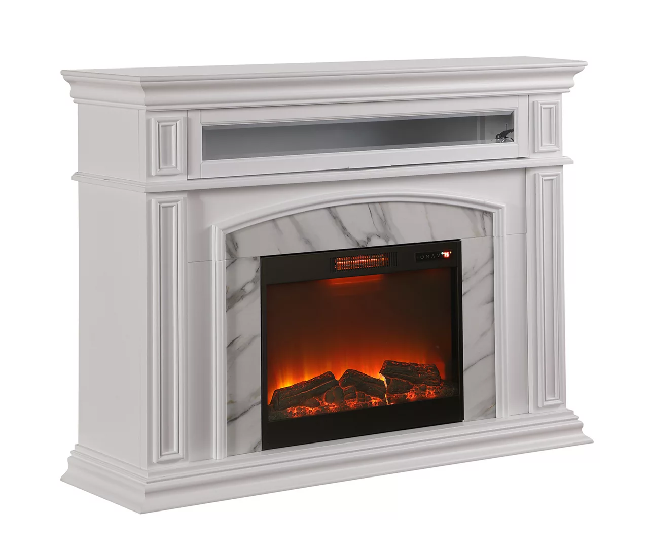 62" Grand White Faux Marble Electric Fireplace - Image 2