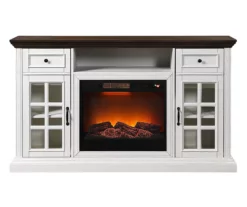 60" White 2-Tone Electric Fireplace Console