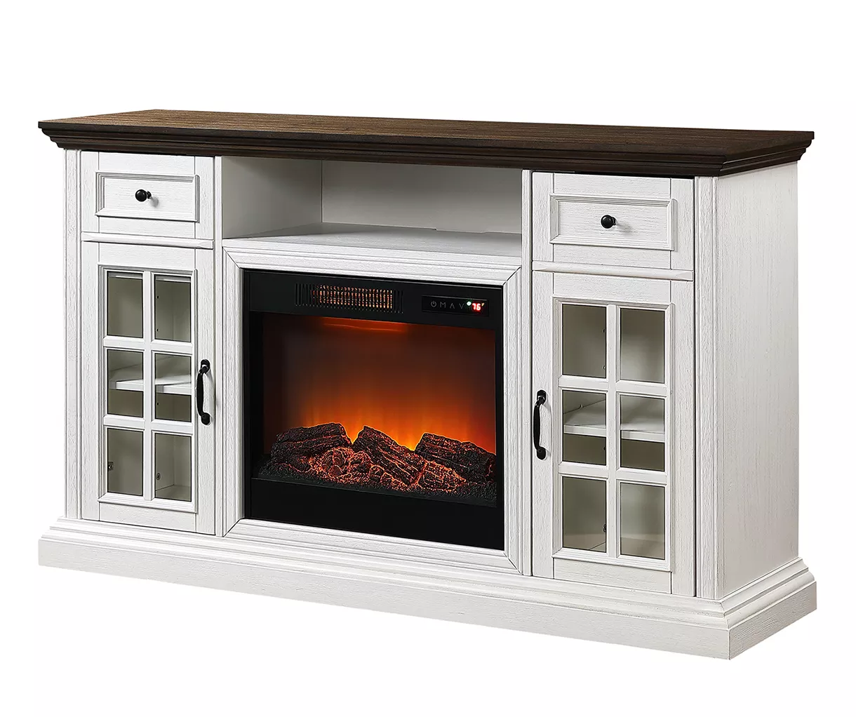 60" White 2-Tone Electric Fireplace Console - Image 2