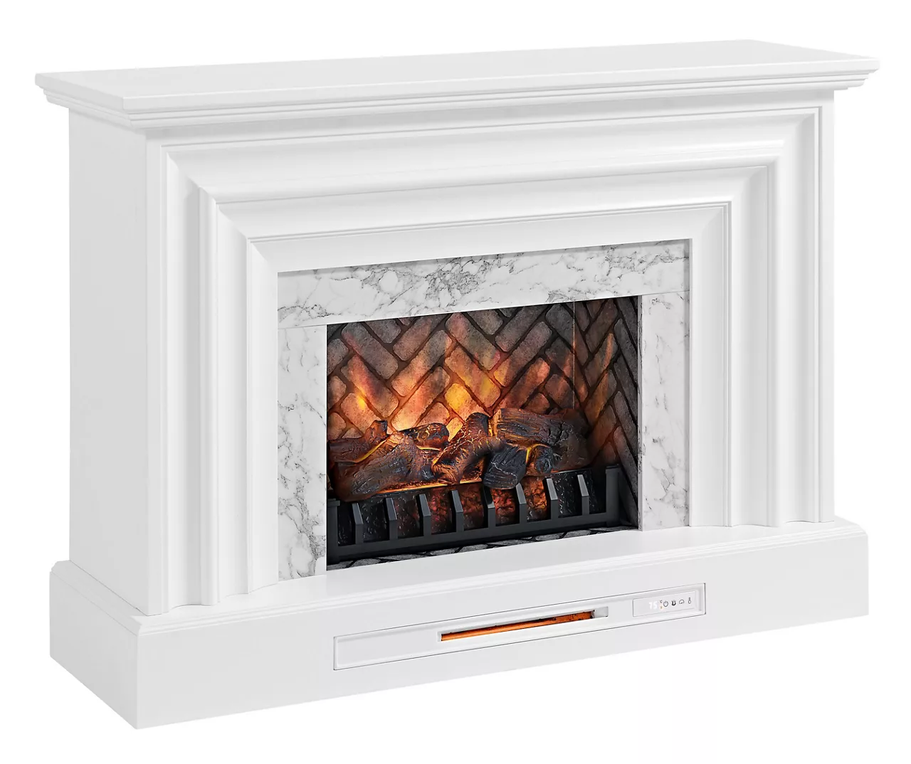 53.5" White Marble Petite Grand Electric Fireplace - Image 2