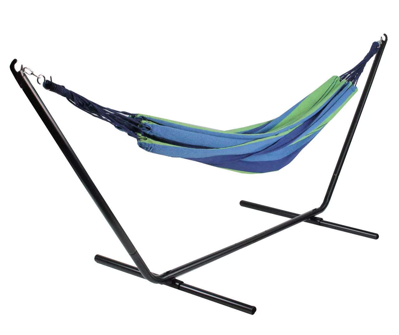 Northlight Blue & Green Stripe Woven Double Brazilian Hammock - Image 2