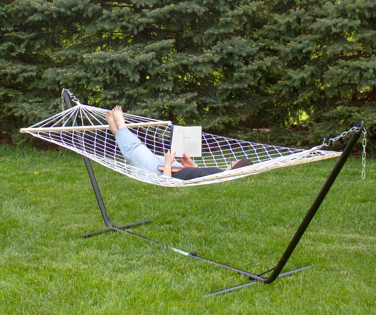 Northlight Brown Lattice Rope Single Hammock - Image 2