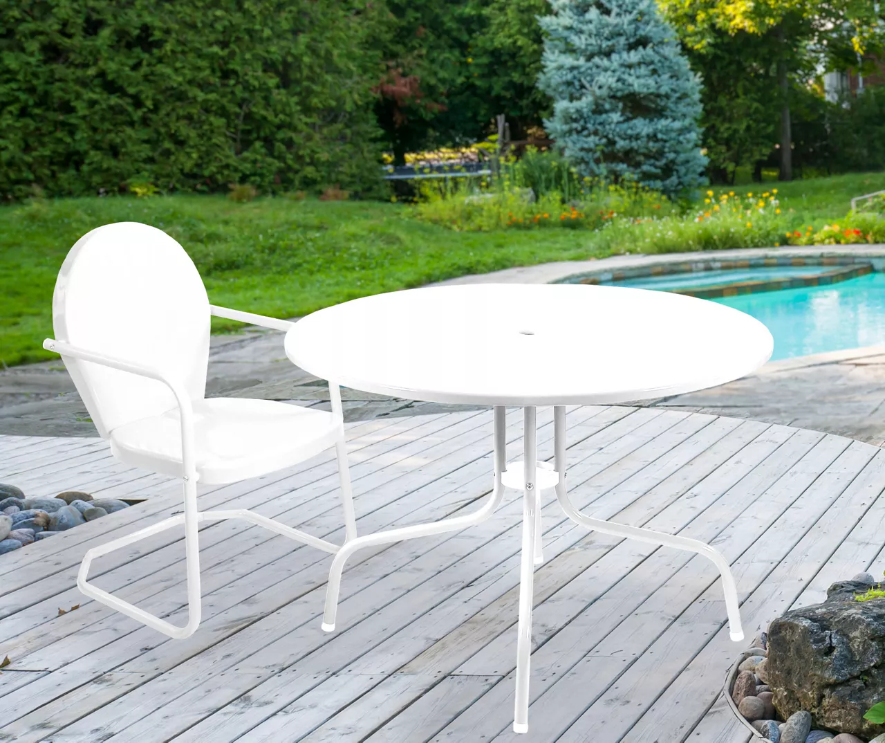 Northlight White Round Metal Dining Table - Image 2