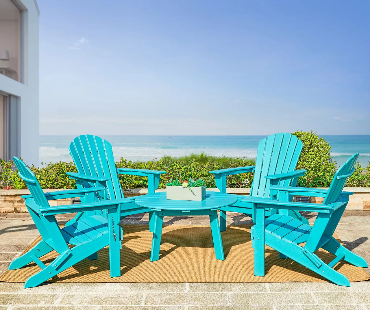 Glitzhome 5-Piece Adirondack Outdoor Folding Chair & Coffee Table Set - Image 7