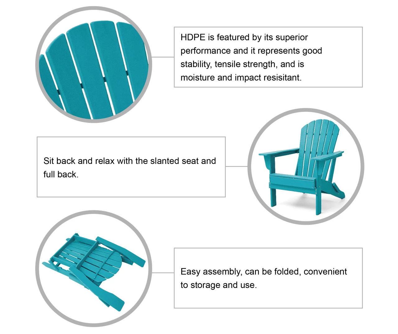 Glitzhome 5-Piece Adirondack Outdoor Folding Chair & Coffee Table Set - Image 9