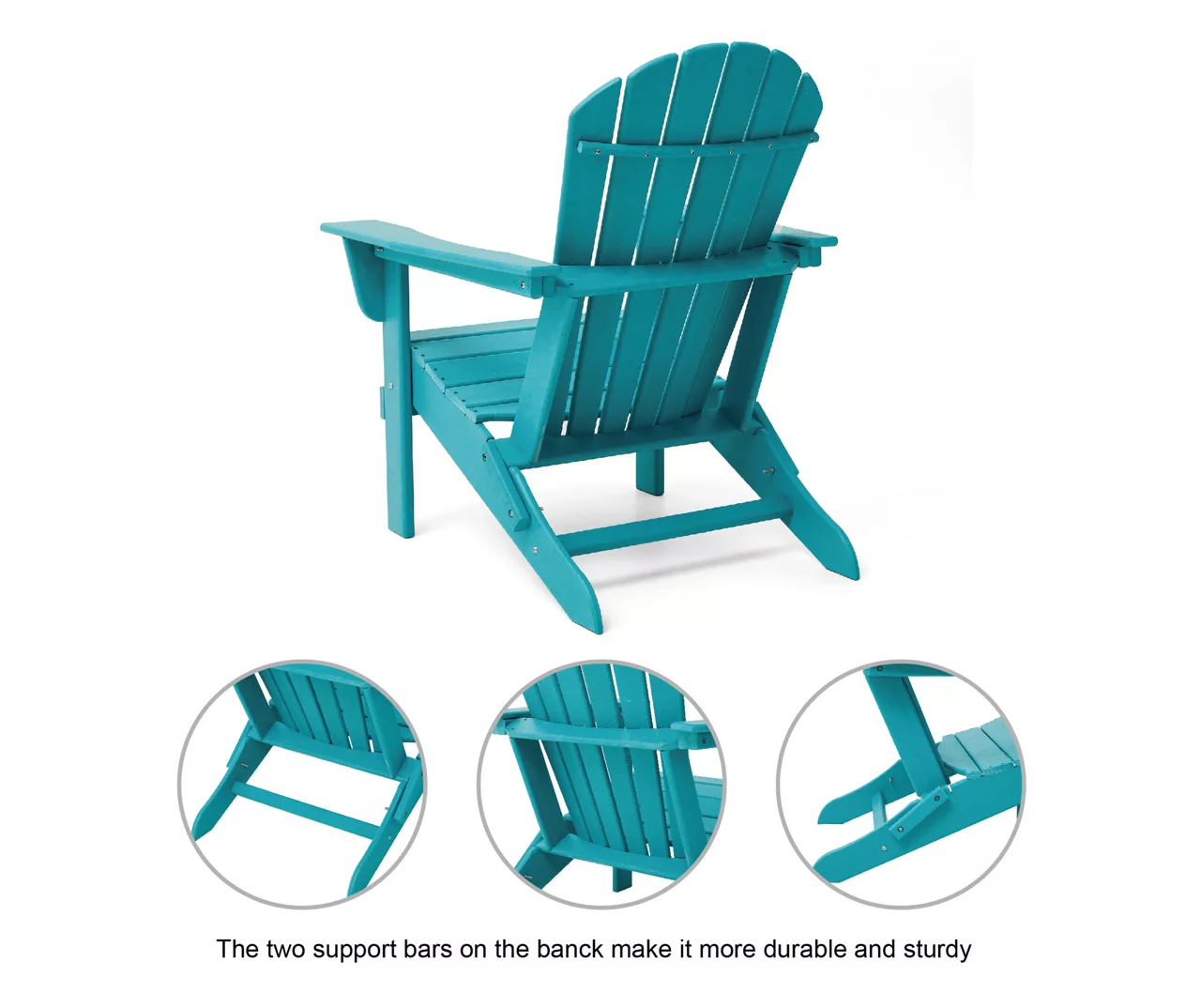 Glitzhome 5-Piece Adirondack Outdoor Folding Chair & Coffee Table Set - Image 10