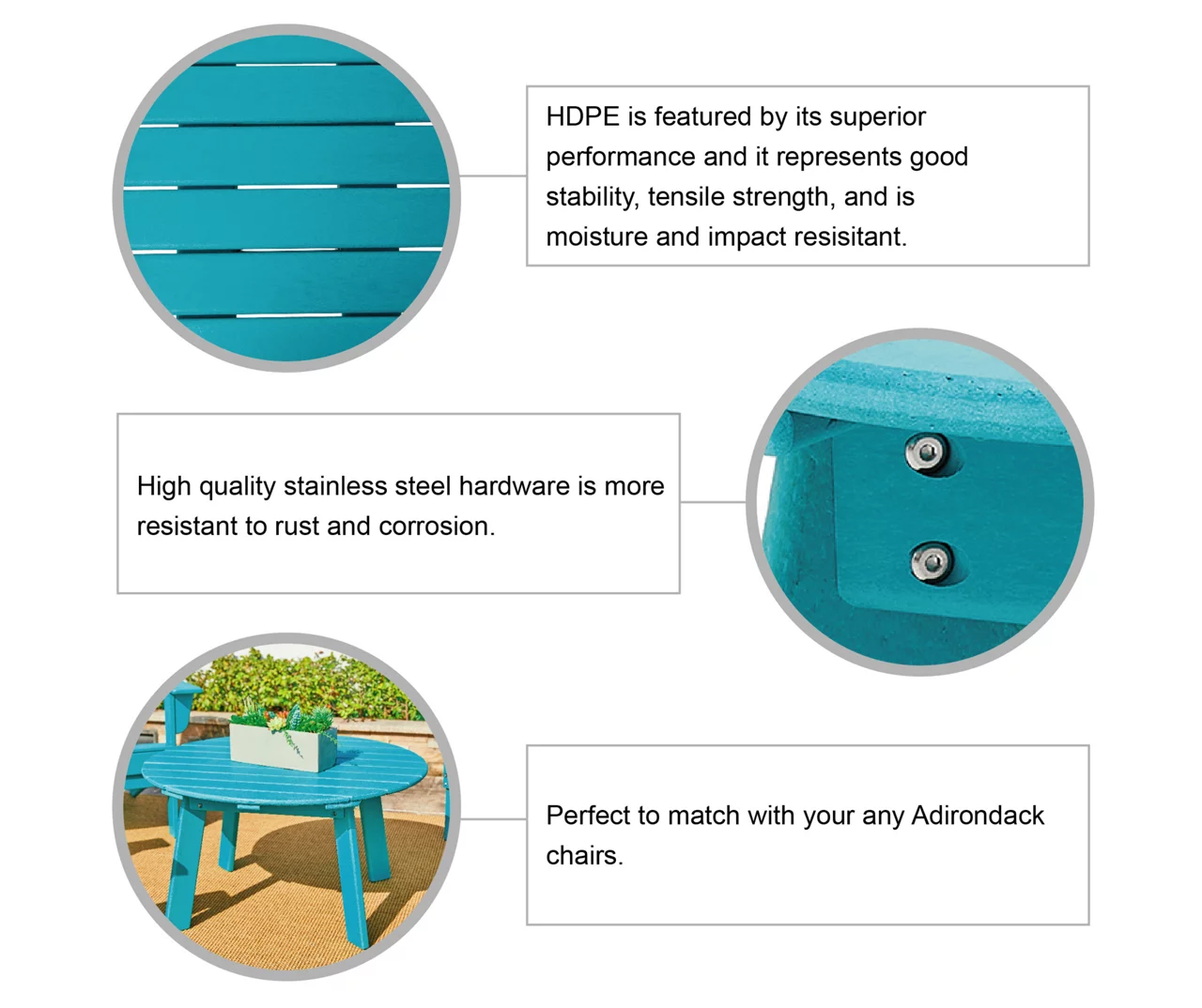 Glitzhome 5-Piece Adirondack Outdoor Folding Chair & Coffee Table Set - Image 11