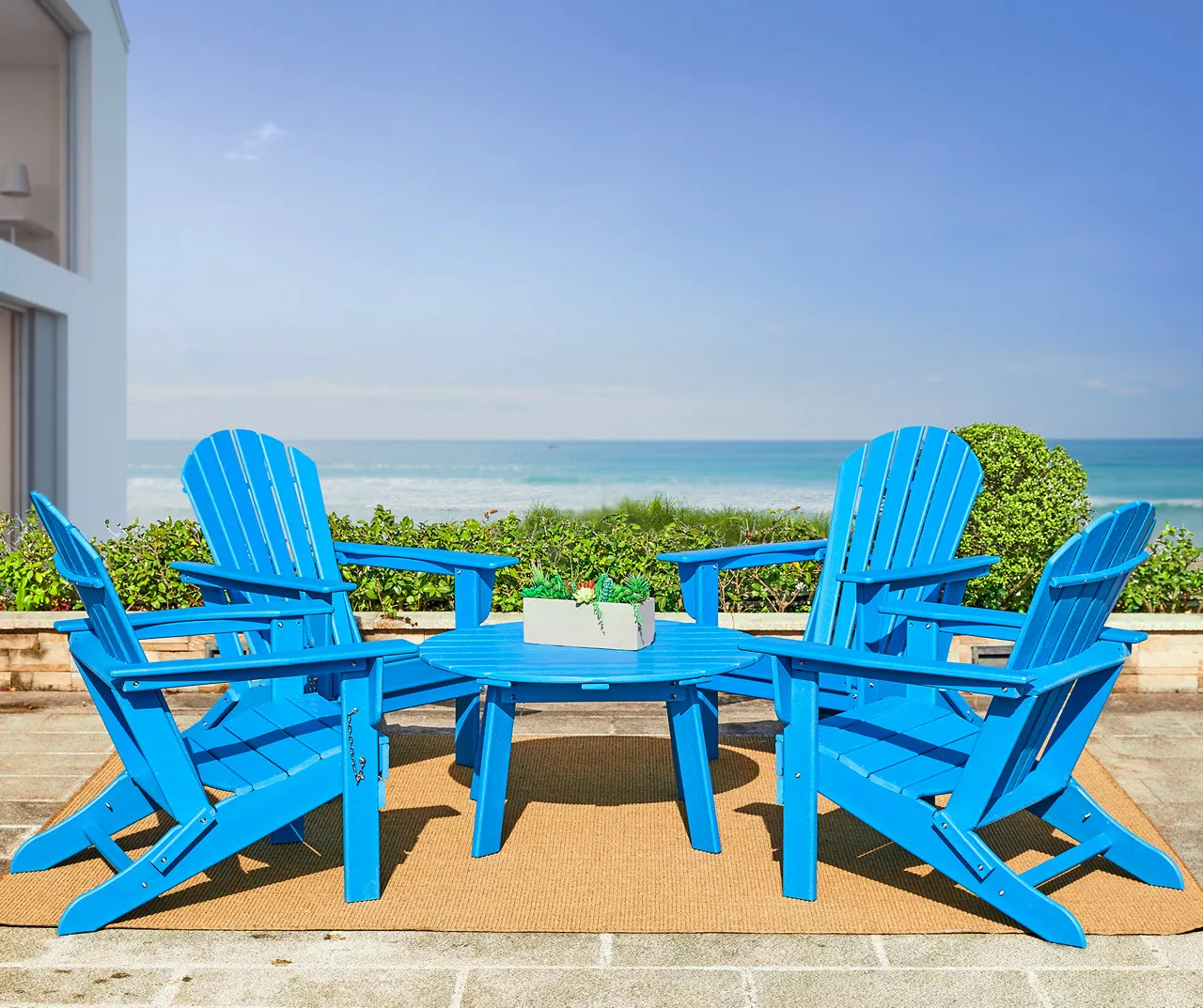 Glitzhome 5-Piece Adirondack Outdoor Folding Chair & Coffee Table Set - Image 13