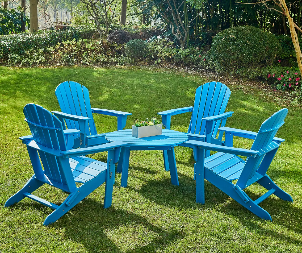 Glitzhome 5-Piece Adirondack Outdoor Folding Chair & Coffee Table Set - Image 14
