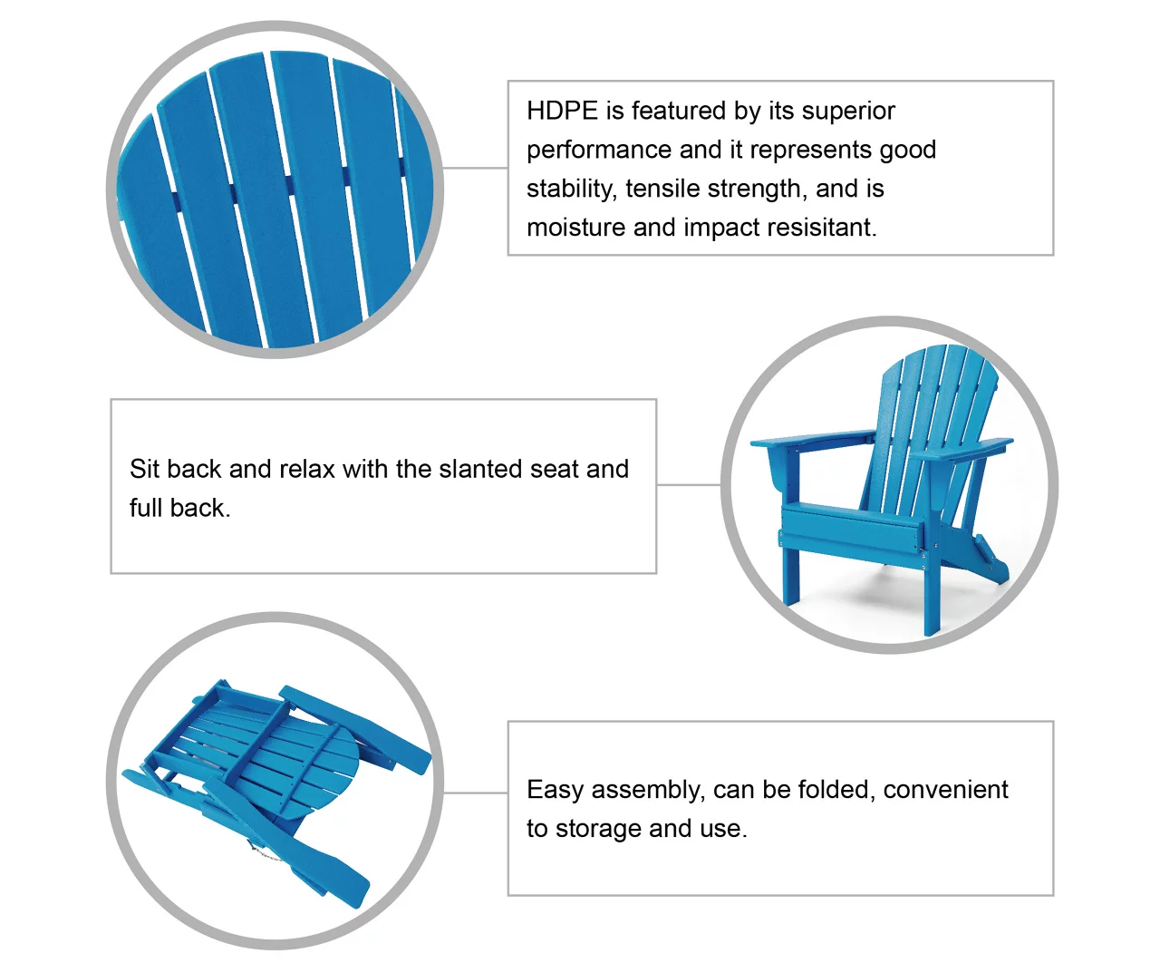 Glitzhome 5-Piece Adirondack Outdoor Folding Chair & Coffee Table Set - Image 16