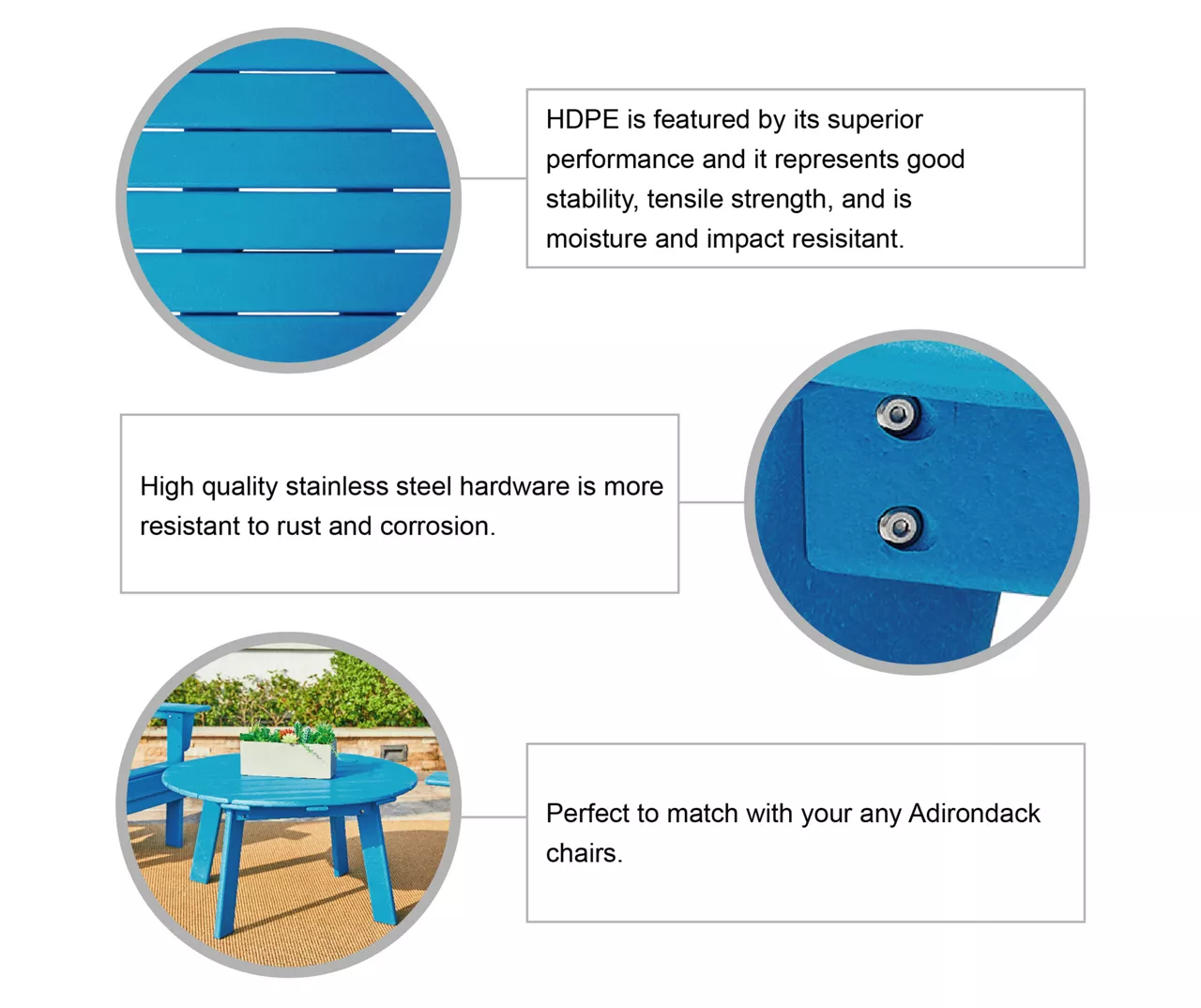 Glitzhome 5-Piece Adirondack Outdoor Folding Chair & Coffee Table Set - Image 17