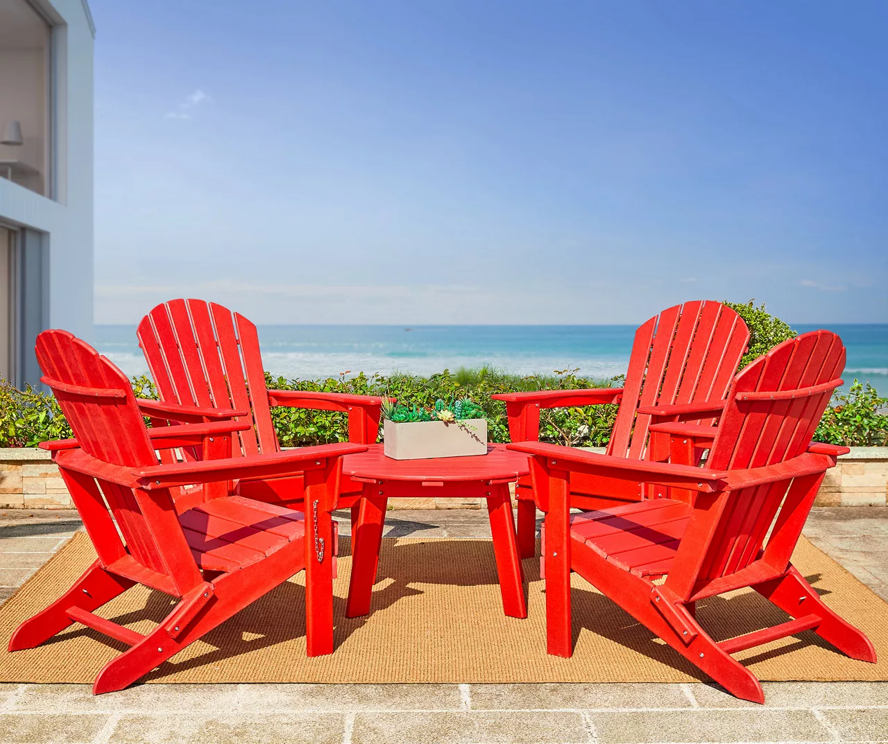 Glitzhome 5-Piece Adirondack Outdoor Folding Chair & Coffee Table Set - Image 19