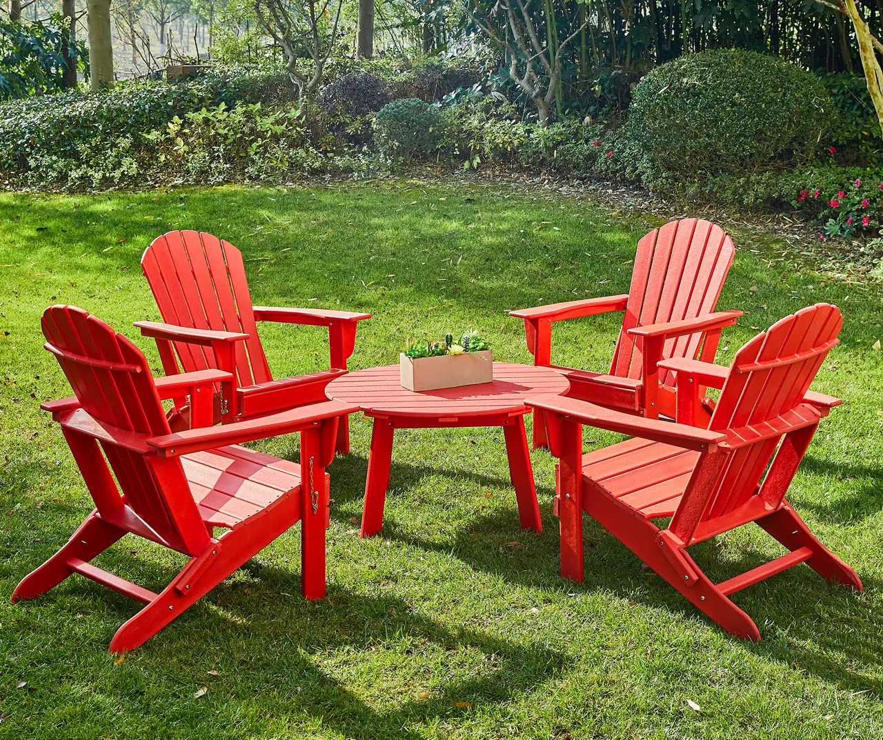 Glitzhome 5-Piece Adirondack Outdoor Folding Chair & Coffee Table Set - Image 20