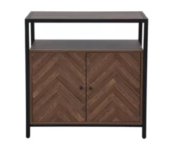 Walnut Chevron 2-Door Storage Cabinet