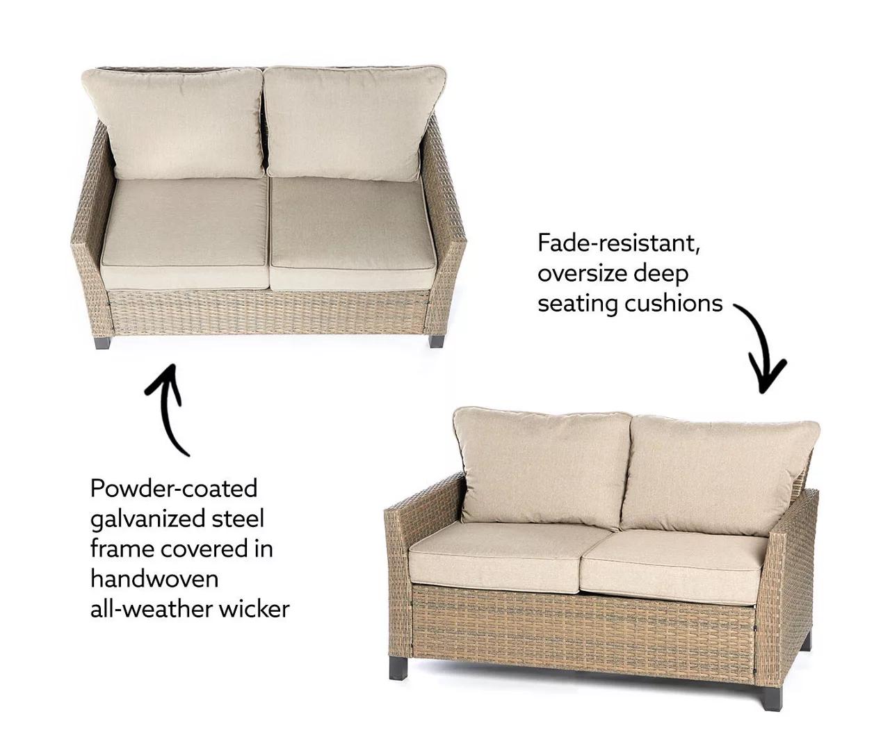 Broyhill Yorktown All-Weather Wicker Cushioned Patio Loveseat - Image 13