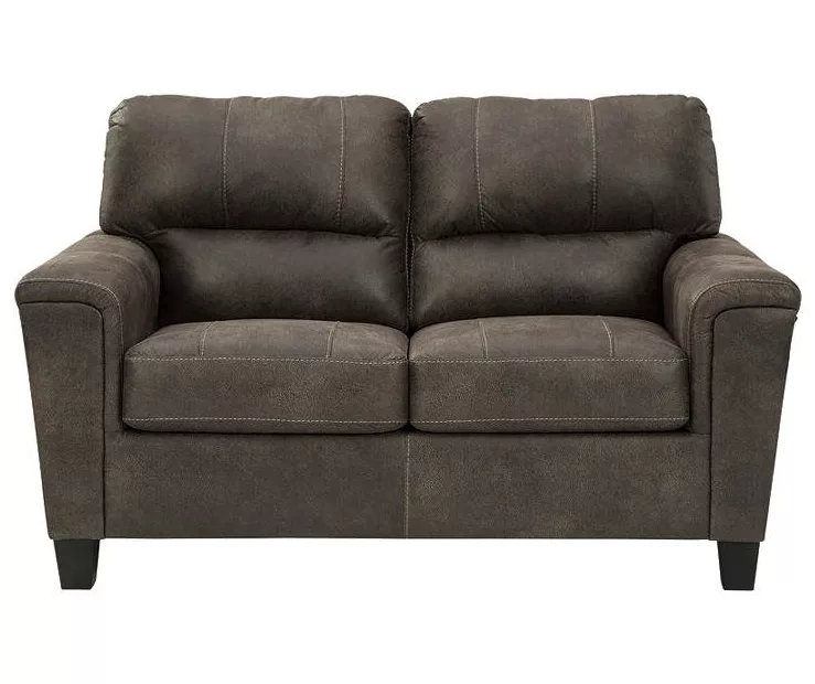 Navi Smoke Faux Leather Loveseat
