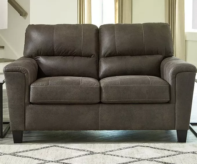 Navi Smoke Faux Leather Loveseat - Image 4