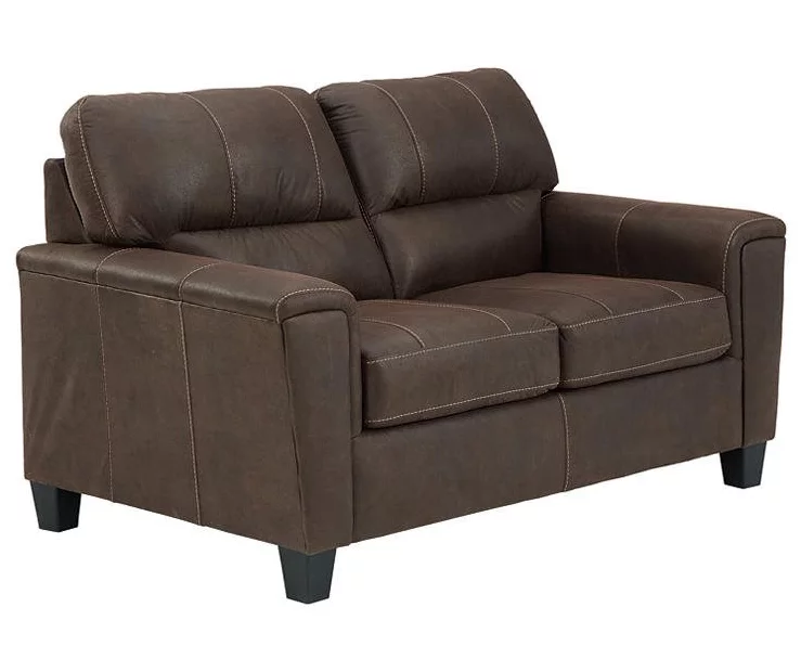 Navi Chestnut Faux Leather Loveseat - Image 2