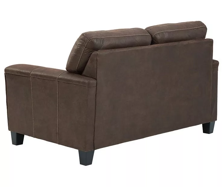 Navi Chestnut Faux Leather Loveseat - Image 3