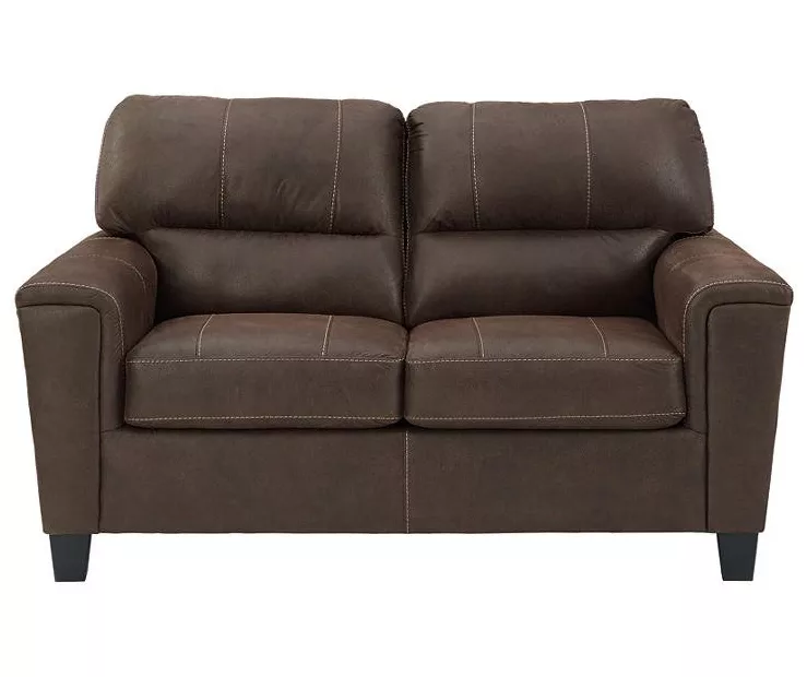 Navi Chestnut Faux Leather Loveseat