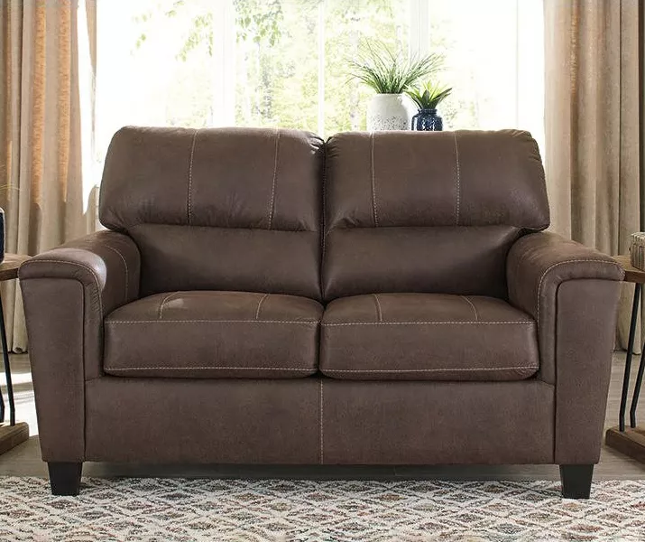 Navi Chestnut Faux Leather Loveseat - Image 5